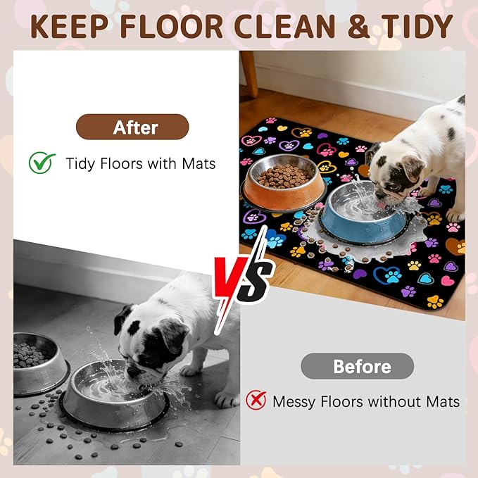 Dog Food Mat for Bowls, Absorbent Quick Dry Dog Cat Mats for Food and Water - Image 3
