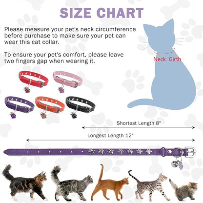 SCENEREAL Cat Collar with Bells, Leather Cat Collars with Paw Studded, - Image 6