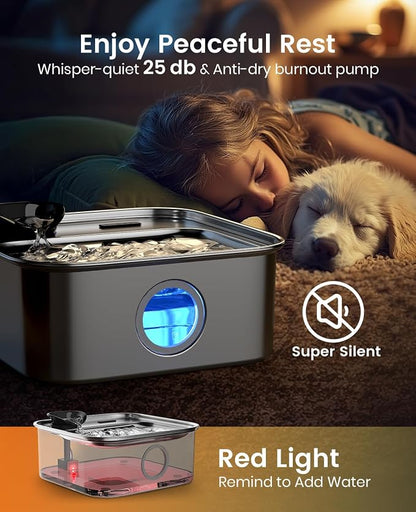 oneisall Dog Water Fountain, 2.6Gal/10L Stainless Steel Dog Water Bowl Dispenser - Image 5