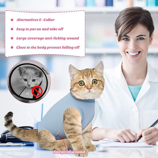 Coppthinktu Cat Recovery Suit for Abdominal Wounds or Skin Diseases, Cat Onesie - Image 2