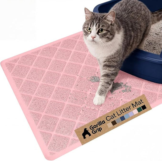 GORILLA GRIP Cat Litter Box Mat, Water Resistant, US Designed Kitty Litter by GorillaGrip