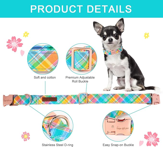 Unique style paws Easter Dog Collar Plastic Buckle Puppy Collar Colorful Plaid - Image 2