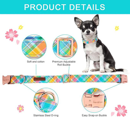 Unique style paws Easter Dog Collar Plastic Buckle Puppy Collar Colorful Plaid - Image 2