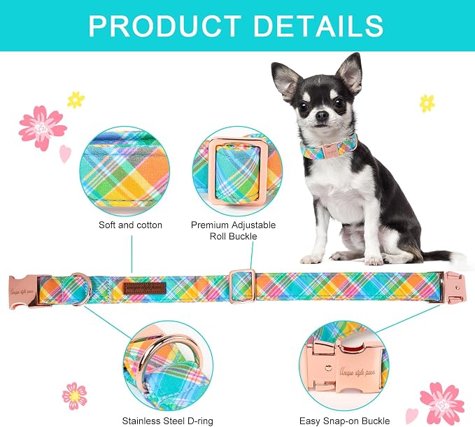 Unique style paws Easter Dog Collar Plastic Buckle Puppy Collar Colorful Plaid - Image 2
