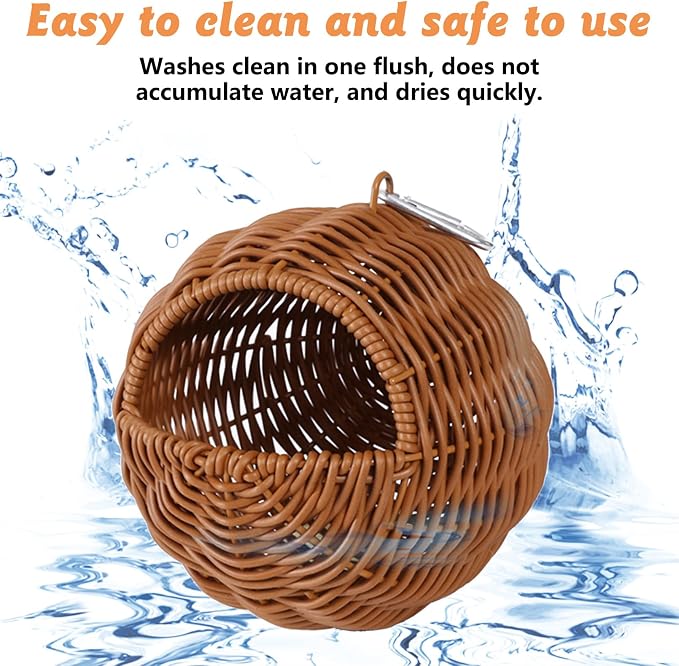 BNOSDM Rattan Bird Nest Parrot Nesting House Parakeet Nesting Soft Lovebird - Image 6