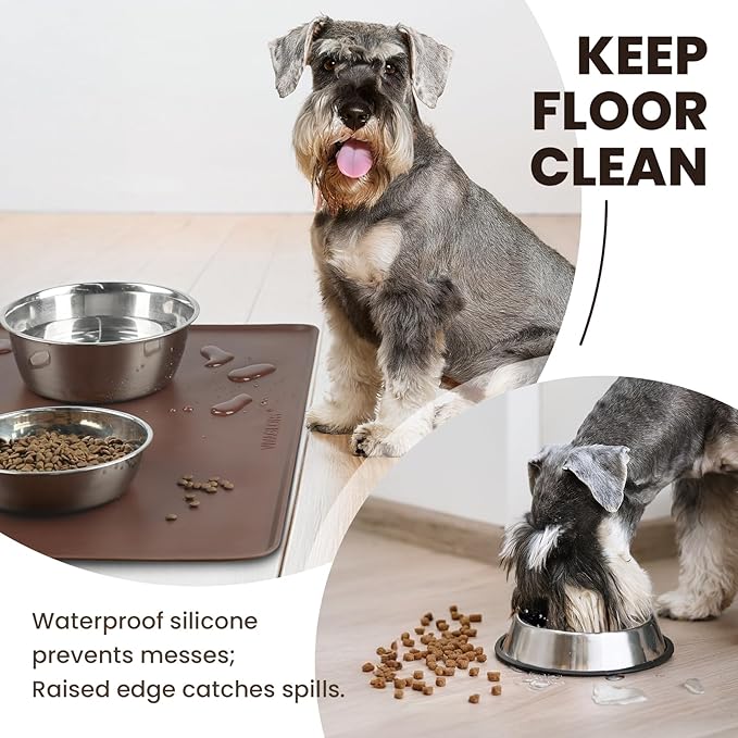 VIVAGLORY Dog Food Mat Flexmat Dog Bowl Mat, Placemat Food Tray - Image 2