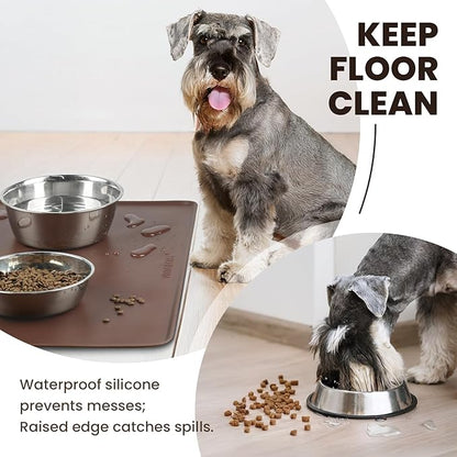 VIVAGLORY Dog Food Mat Flexmat Dog Bowl Mat, Placemat Food Tray - Image 2