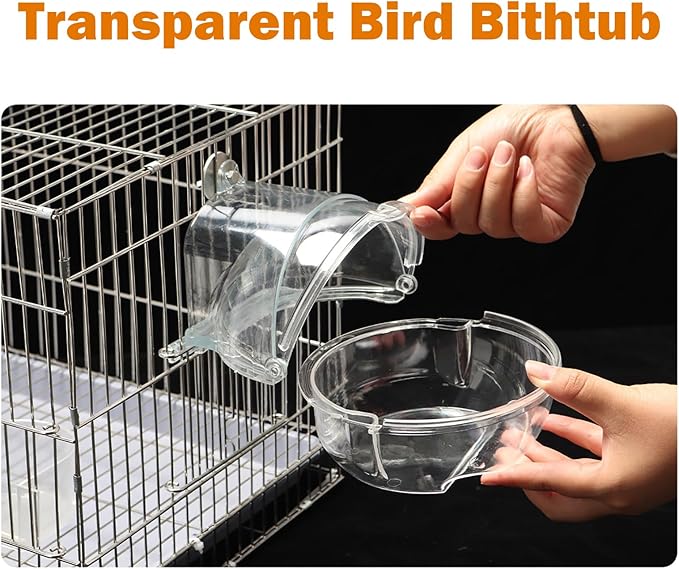 kathson Bird Bath Box for Cage Parakeet Bath Tub Parrot Hanging Bathtub Cube - Image 6