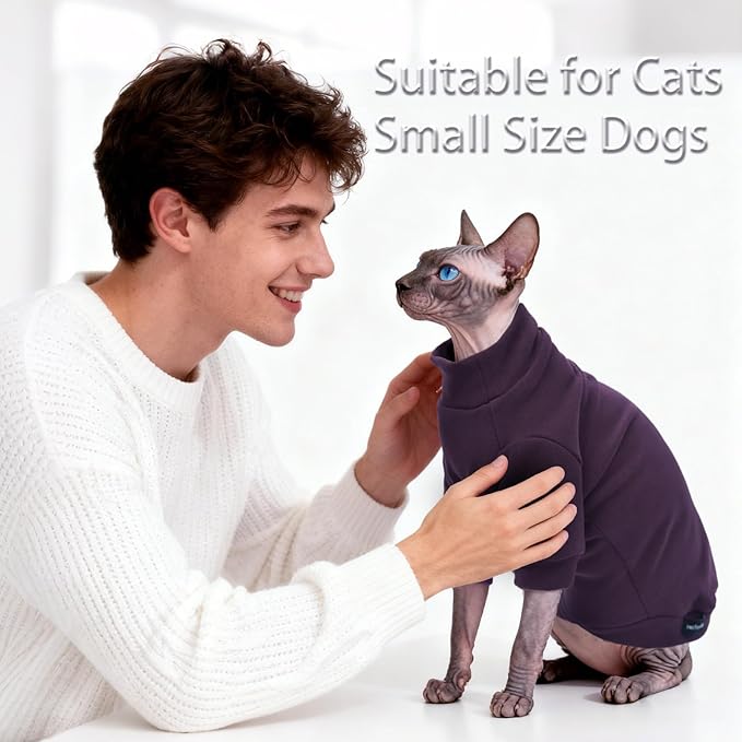 Fleece Sphynx Cat Clothes Soft Hairless Cat Clothes Pullover Cat Sweater - Image 3