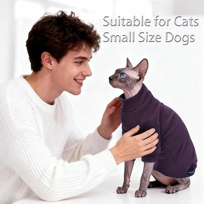 Fleece Sphynx Cat Clothes Soft Hairless Cat Clothes Pullover Cat Sweater - Image 3