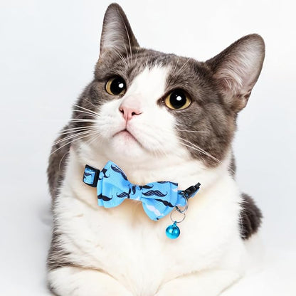 2 Pack Kitten Collar with Bell Breakaway Cat Collars with Removable Bow Tie - Image 5