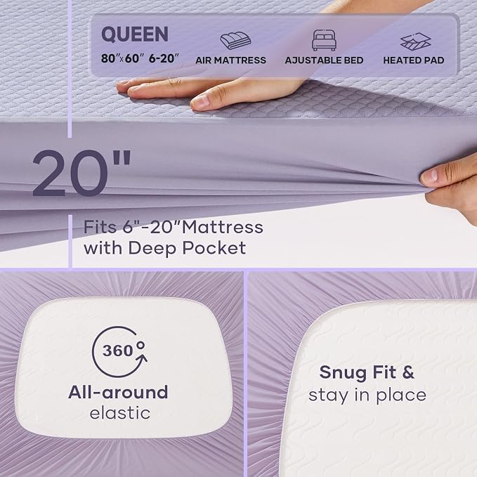 OhGeni 100% Waterproof Mattress Protector, Queen Size Mattress Soft Pad - Image 7