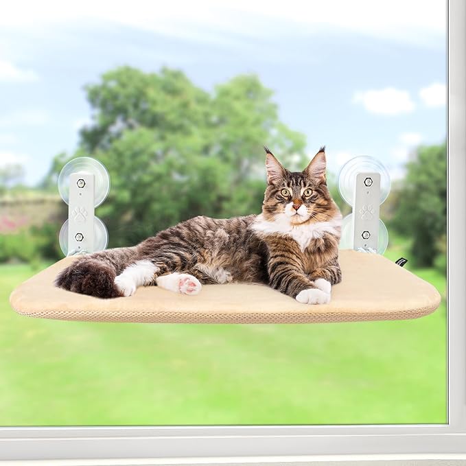 Sunhoo Cat Window Hammock Perch Cordless Perches Window Sill Seat Bed Foldable by Sunhoo