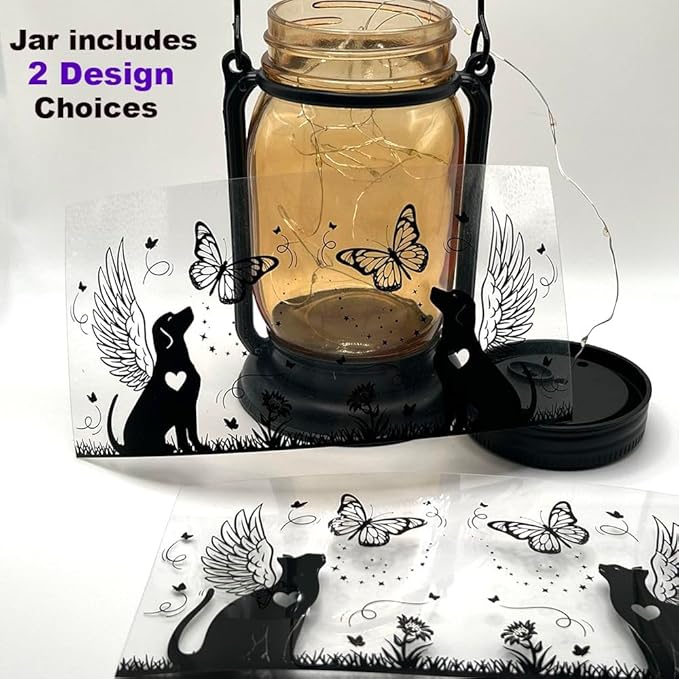 iHeartDogs Angel Dog or Cat Memorial Mason Jar Solar Light - Image 2