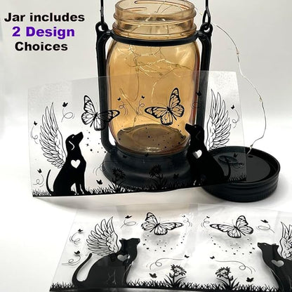 iHeartDogs Angel Dog or Cat Memorial Mason Jar Solar Light - Image 2