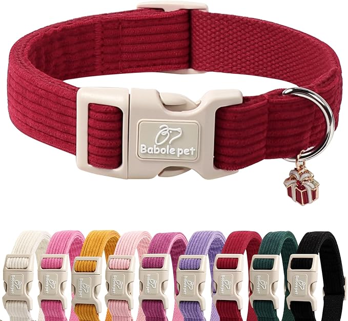 Cute Corduroy Dog Collar by Babolepet