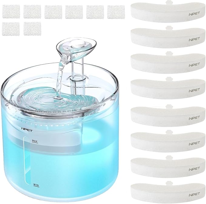 NPET WF100 Cat Fountain, 54oz/1.6L Automatic Pet Water Fountain Dog Water by NPET