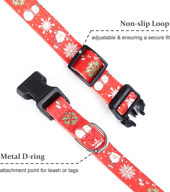 Christmas Dog Collar with Buckle Adjustable Safety Nylon Collars - Image 4
