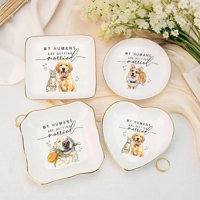Custom Pet Portrait Watercolor Ring Dish, My Humans Are Getting Married Jewelry - Image 8
