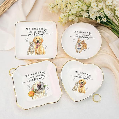 Custom Pet Portrait Watercolor Ring Dish, My Humans Are Getting Married Jewelry - Image 8