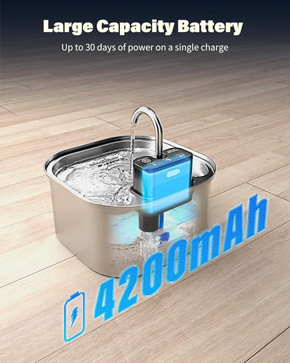 Wireless Cat Water Fountain Stainless Steel - Image 6
