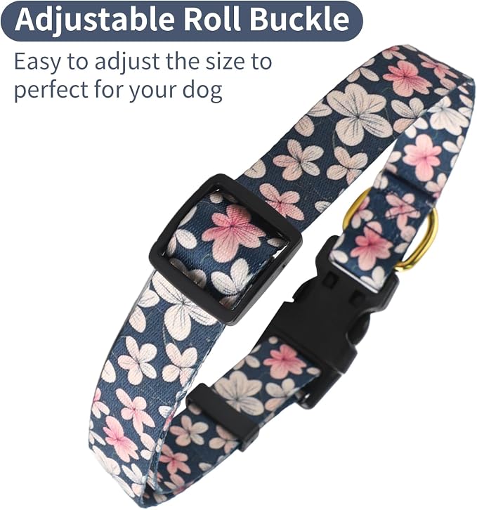 QQPETS Adjustable Soft Dog Collar: Print Flower Pink Multicolor Cute Patterns - Image 5