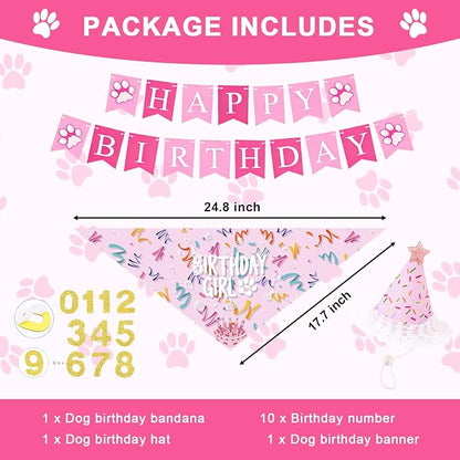 Dog Birthday Party Decorations, Adjustable Dog Bandana Set - Image 2