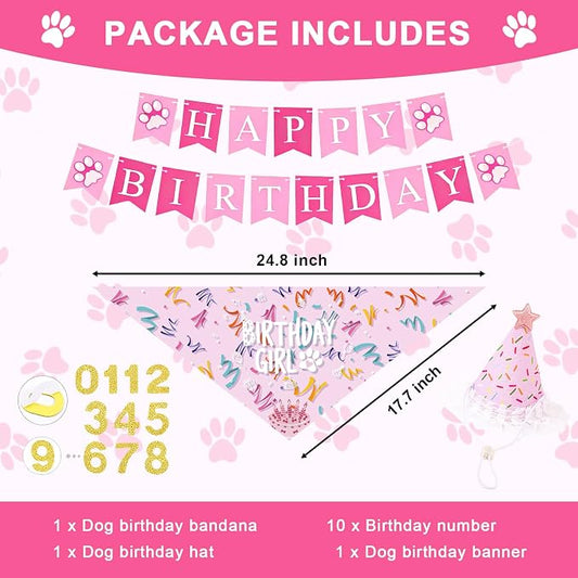 Dog Birthday Party Decorations, Adjustable Dog Bandana Set - Image 2