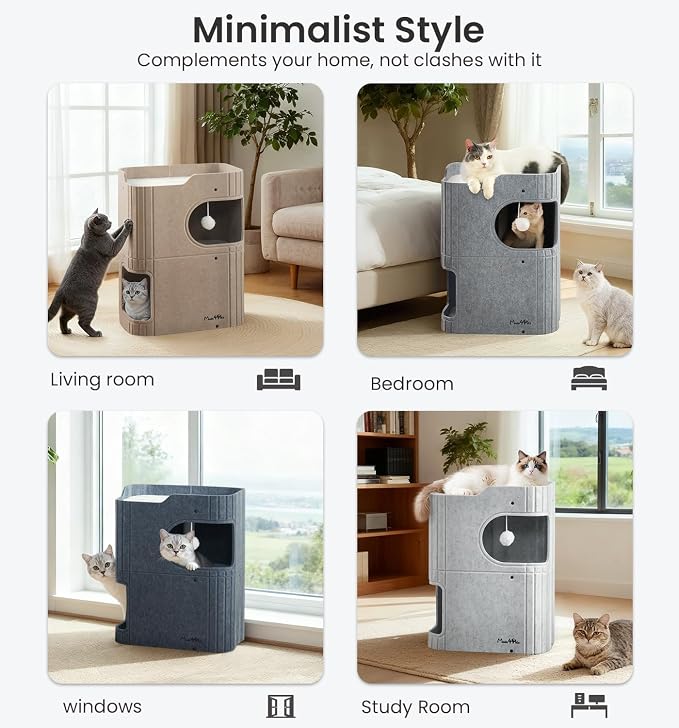 Made4Pets Cat House for Indoor Use, 2-Storey Cube Bed Cave, Covered Hideaway - Image 7