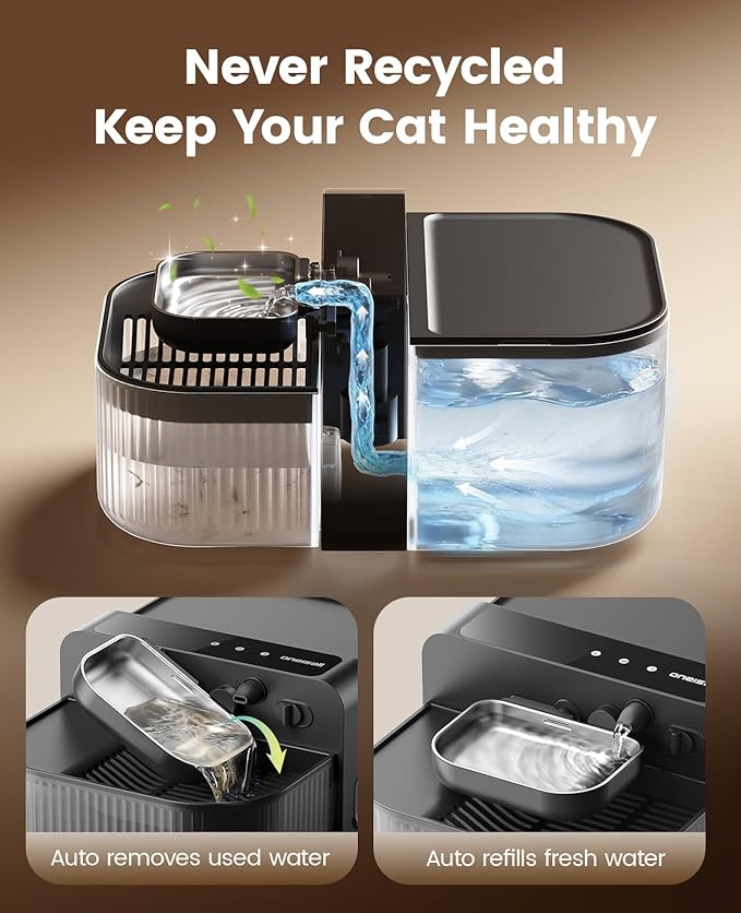 oneisall Wireless Filterless Cat Water Fountain, Separate Clean and Dirty Water - Image 3