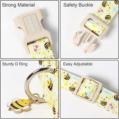 DOGWONG Spring Summer Dog Collar- Bee Flower Dog Collar, Adjustable Soft Girl - Image 3