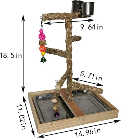 Tfwadmx Bird Perch Natural Wood Stand Parakeet Playground Toy Parrot Play Stand - Image 7