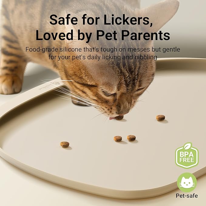 DownyPaws Cat Food Mats for Floors Waterproof, BPA Free Silicone Pet Food Mat - Image 2
