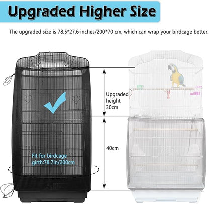 ASOCEA Large Bird Cage Seed Cather, Bird Cage Cover Adjustable Soft Airy Skirt - Image 2