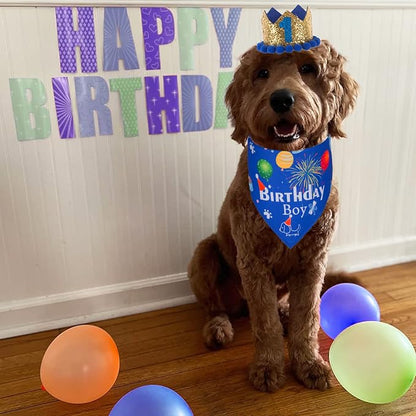 ADOGGYGO Dog Bandana Hat Set for Birthday Party Supply, Boy Girl Puppy Birthday - Image 2