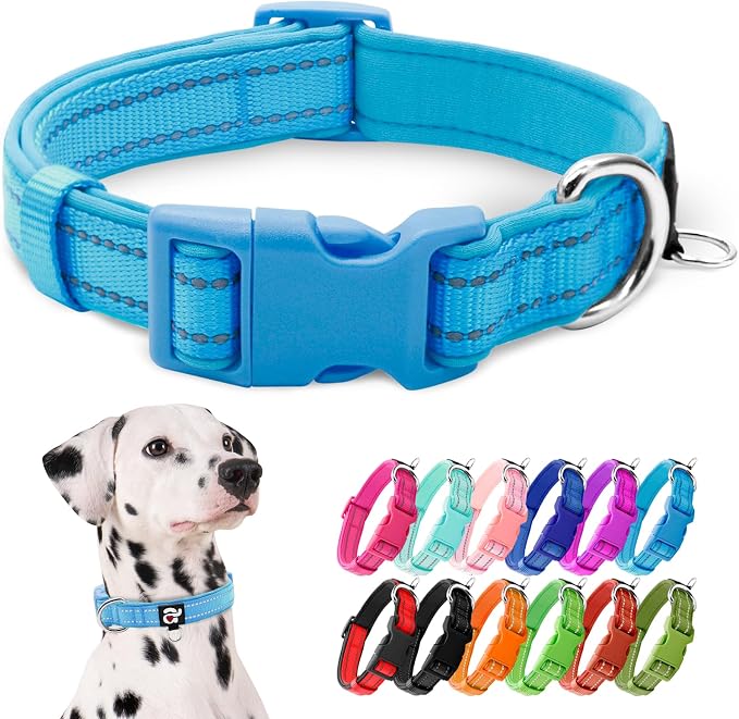 azuza Reflective Dog Collar, Soft Neoprene Padded Pet Collar by azuza