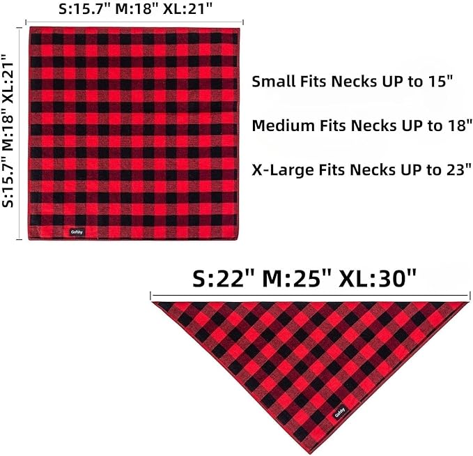 Buffalo Plaid Dog Bandanas Fall Christmas X-Large 6PCS Dog Gifts Red Blue Green - Image 2