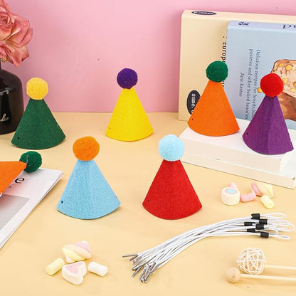 12 PCS Mini Party Hats for Stuffed Animals Birthday Felt Cone Hat - Image 4
