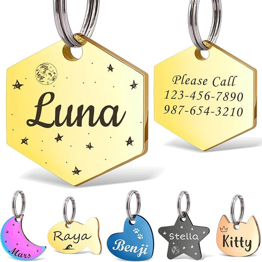 Anavia Small Size Dog Cat ID Tags, Small/XS Personalized Color Plated Stainless by Anavia