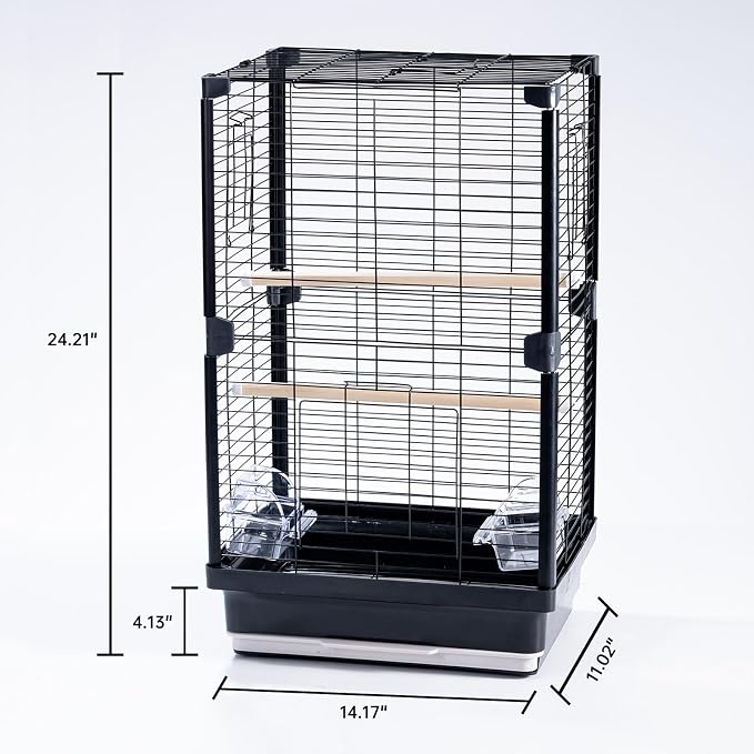 25 inch Bird Cage, Portable Travel Parrot Cage, Double-Layer Parakeet Cage - Image 2