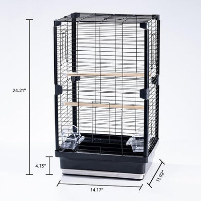 25 inch Bird Cage, Portable Travel Parrot Cage, Double-Layer Parakeet Cage - Image 2