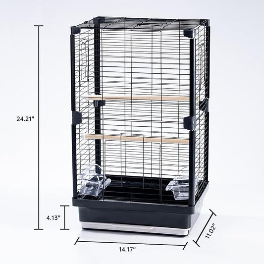 25 inch Bird Cage, Portable Travel Parrot Cage, Double-Layer Parakeet Cage - Image 2