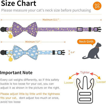 2 Pack Cotton Cat Collar with Bow Tie and Bell - Image 2