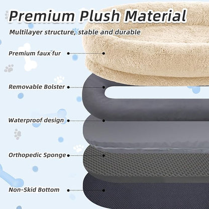 Human Dog Bed, Washable Faux Fur Pet Bed - Image 4
