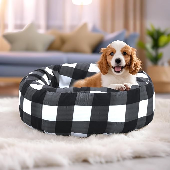 Round Dog Bed Cover Washable Elastic Edged Pet Bed Protector - Image 3