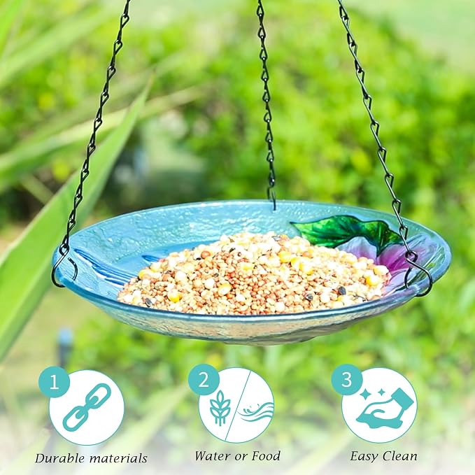 VCUTEKA Glass Hanging Bird Bath - Image 3