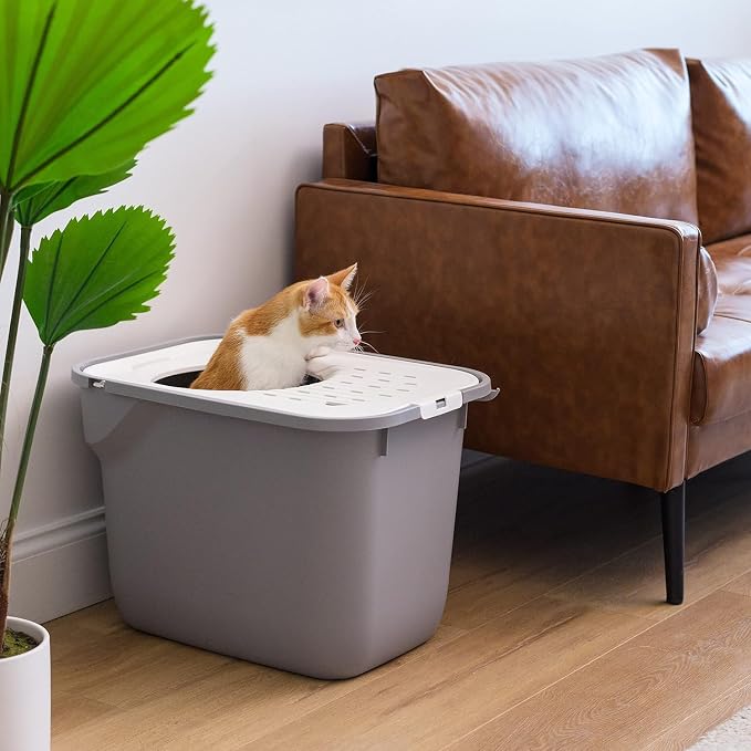 IRIS USA Cat Litter Box, Large Cat Box Enclosure, Top Entry - Image 3
