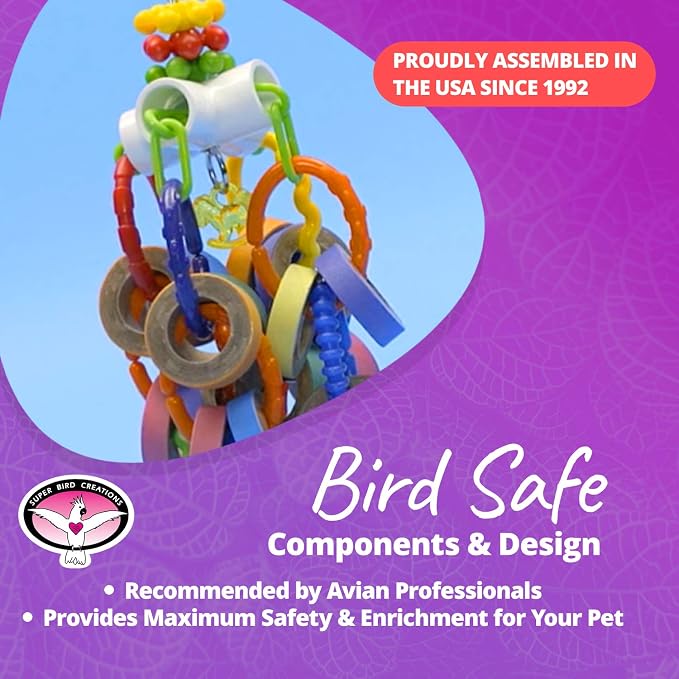 Super Bird Creations SB1107 Bagel Cascade Bird Toy, Large Bird Size, Refillable - Image 7
