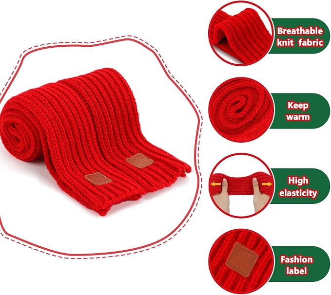 BWOGUE 2-Piece Knitted Dog Christmas Scarf & Bandana - Image 3