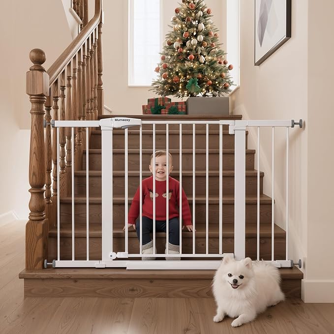 Mumeasy 29.7–48" Baby Gate for Stairs, Dog Gate for Doorways, Auto Close Child by Mumeasy-FocusonBabyPetSafetyGate